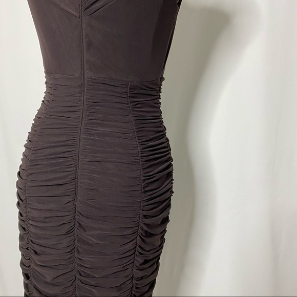 Tadashi Shoji Brown Ruched Sleeveless Dress - Picture 9 of 14